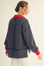 Load image into Gallery viewer, American Flag Patched Polo Sweatshirt
