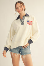 Load image into Gallery viewer, American Flag Patched Polo Sweatshirt
