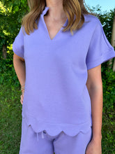 Load image into Gallery viewer, Scallop Hem Detail Solid Top &amp; Shorts Set
