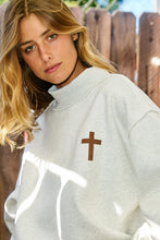 Load image into Gallery viewer, Cross &amp; Jesus Saves Reversible Mockneck Sweatshirt
