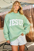 Load image into Gallery viewer, Jesus Embroidered Mock Neck Sweatshirt
