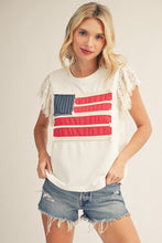 Load image into Gallery viewer, Lace Flutter Sleeve American Flag Top
