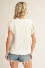 Load image into Gallery viewer, Lace Flutter Sleeve American Flag Top
