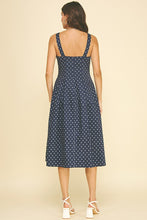 Load image into Gallery viewer, Navy Polka Dot Flared A-Line Midi Dress
