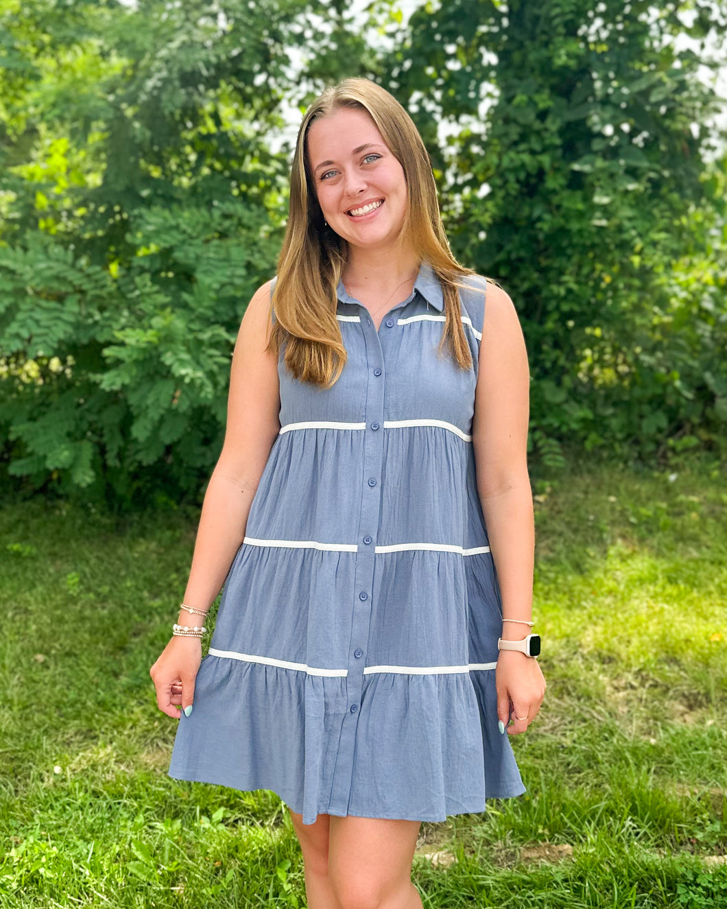 Slate Striped Mini Dress