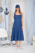 Load image into Gallery viewer, Denim Princess Line Sleeveless Denim Midi Dress
