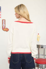 Load image into Gallery viewer, Contrast Trim American Flag Knit Pullover Sweater
