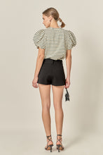 Load image into Gallery viewer, Puff Sleeve Striped Cotton Knit Top
