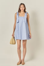Load image into Gallery viewer, Powder Blue Bow Sleeveless Mini Dress
