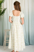 Load image into Gallery viewer, Light Olive Floral Sweetheart Corset Midi Dress
