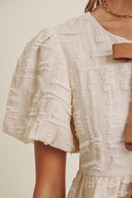 Load image into Gallery viewer, Textured Contrast Bow Peplum Blouse
