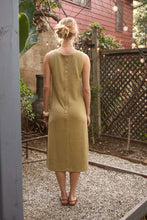 Load image into Gallery viewer, Olive Back Button Detail Knit Midi Dress

