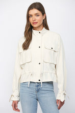 Load image into Gallery viewer, Stand Collar Drawstring Utility Jacket
