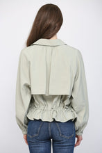 Load image into Gallery viewer, Drawstring Waist Spread Collar Jacket

