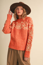 Load image into Gallery viewer, Contrast Knit Floral Embroidery Sweater
