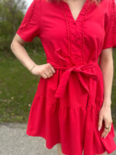 Load image into Gallery viewer, Solid Red Collared Mini Dress

