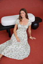 Load image into Gallery viewer, Floral Toile Front Tie Short Sleeve Midi Dress
