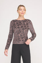 Load image into Gallery viewer, Glitter Burnout Floral Knit Long Sleeve Top
