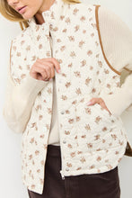 Load image into Gallery viewer, Floral Quilted Zip Front Mock Neck Vest
