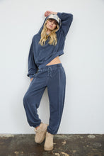 Load image into Gallery viewer, Cropped Hooded Kangaroo Pocket Top &amp; Cuff Lounge Pants Set
