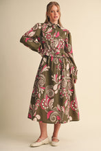 Load image into Gallery viewer, Floral Peplum Shirt Ruffle Trim Dress
