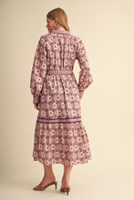 Load image into Gallery viewer, Mixed Floral Print Belted Midi Dress
