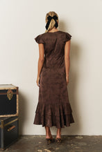 Load image into Gallery viewer, Floral Jacquard Flutter Sleeve Tiered Midi Dress
