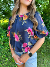 Load image into Gallery viewer, Navy Flowy Floral Top
