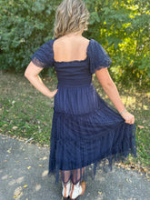 Load image into Gallery viewer, Polka Dot Smocked Tiered Midi Dress

