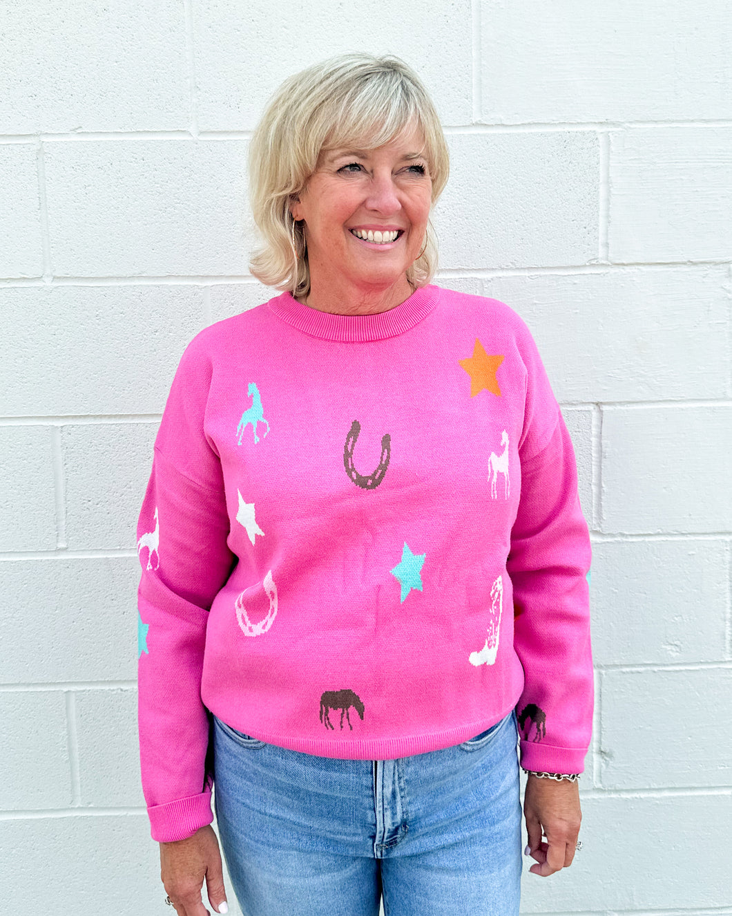 Long Sleeve Horse Knit Sweater