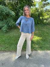 Load image into Gallery viewer, Denim Ribbon Up Blouse
