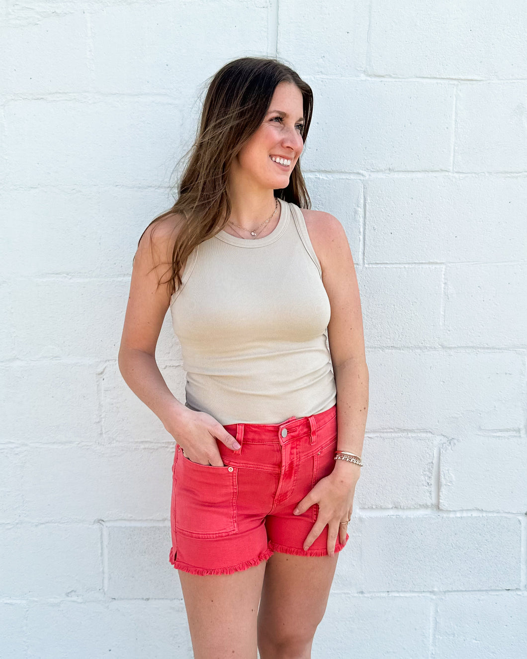 Ivy High Rise Shorts - Radiant Red