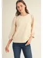 Load image into Gallery viewer, 3/4 Puff Sleeve Crochet Lace Trim Top
