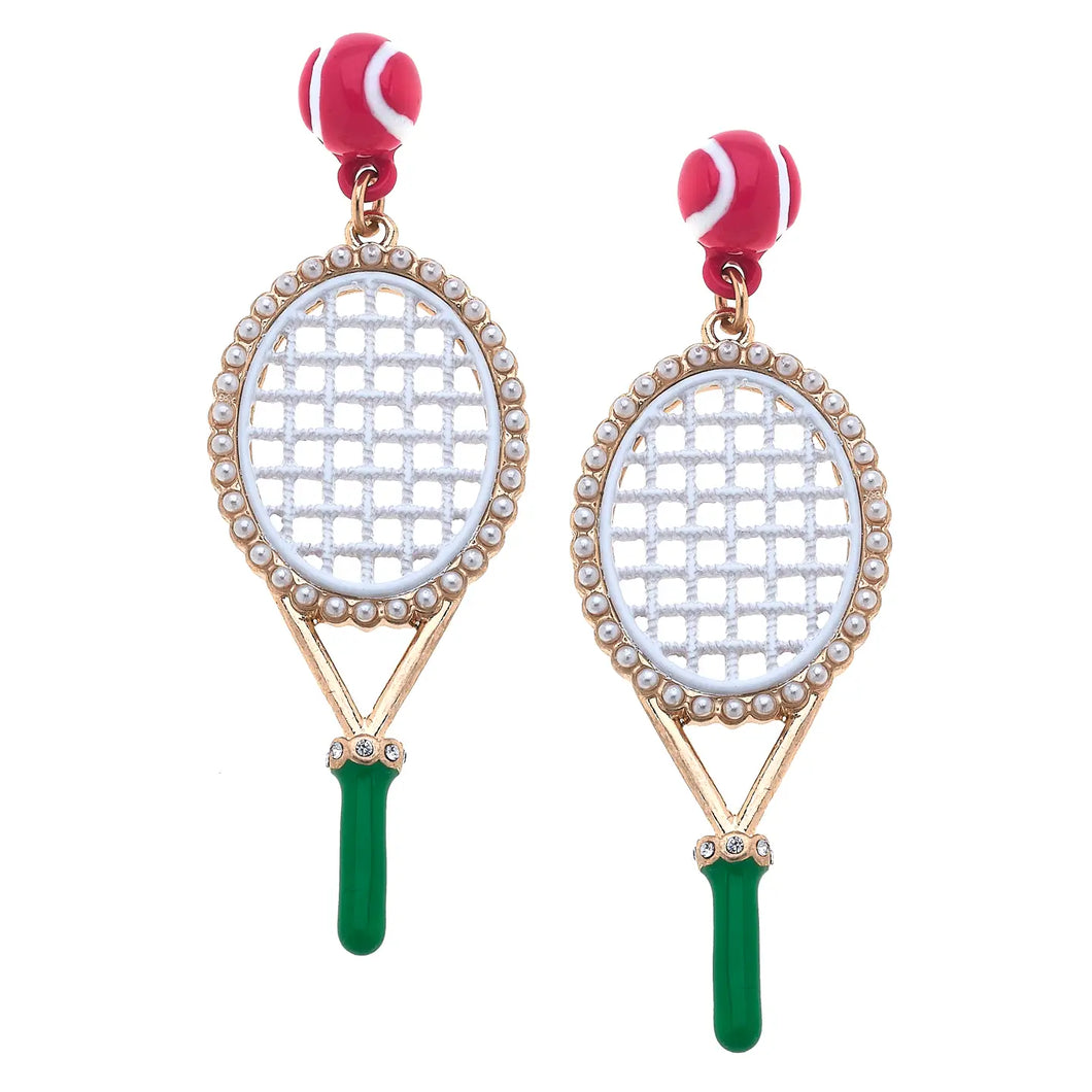 Teddy Enamel Tennis Racket Earrings