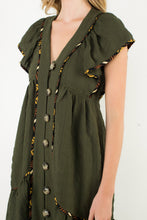 Load image into Gallery viewer, Flutter Sleeve Button Up Maxi Dress

