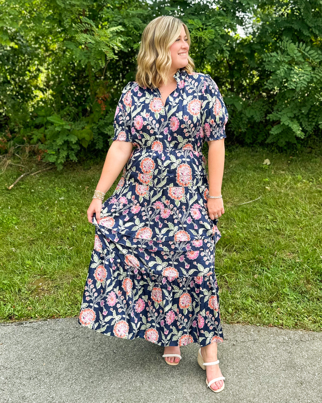 Addison Floral Tiered Midi Dress