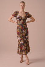 Load image into Gallery viewer, Twist with Short Puff Sleeve Floral Printed Midi Dress
