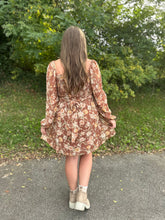 Load image into Gallery viewer, Brown Floral Long Sleeve Dress
