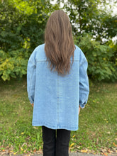 Load image into Gallery viewer, Washed Denim Barn Jacket with Collar

