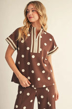 Load image into Gallery viewer, Polka Dot Zip Up Top &amp; Pant Set
