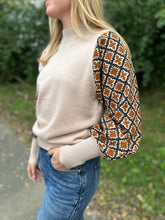 Load image into Gallery viewer, Camel Mixed Media Knit Top
