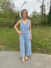 Load image into Gallery viewer, Solace V Neck Jersey Denim Tank
