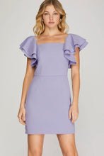Load image into Gallery viewer, Lilac Double Ruffle Sleeve Mini Dress

