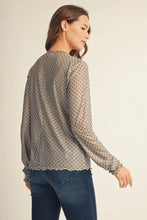 Load image into Gallery viewer, Merrow Edge Detail Polka Dot Mesh Top
