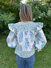 Load image into Gallery viewer, Floral Ruffle Shoulder Long Sleeve Top
