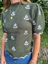 Load image into Gallery viewer, Half Sleeve Flower Embroidery Sweater Top
