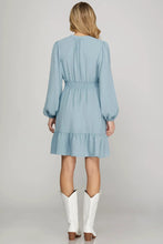 Load image into Gallery viewer, Long Sleeve Elastic Waist Woven Dress
