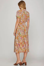 Load image into Gallery viewer, Drop Shoulder Button Down Printed Midi Dress
