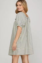 Load image into Gallery viewer, Half Sleeve Woven Striped Mini Dress
