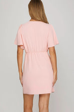 Load image into Gallery viewer, Short Sleeve Ruffled Mini Wrap Dress

